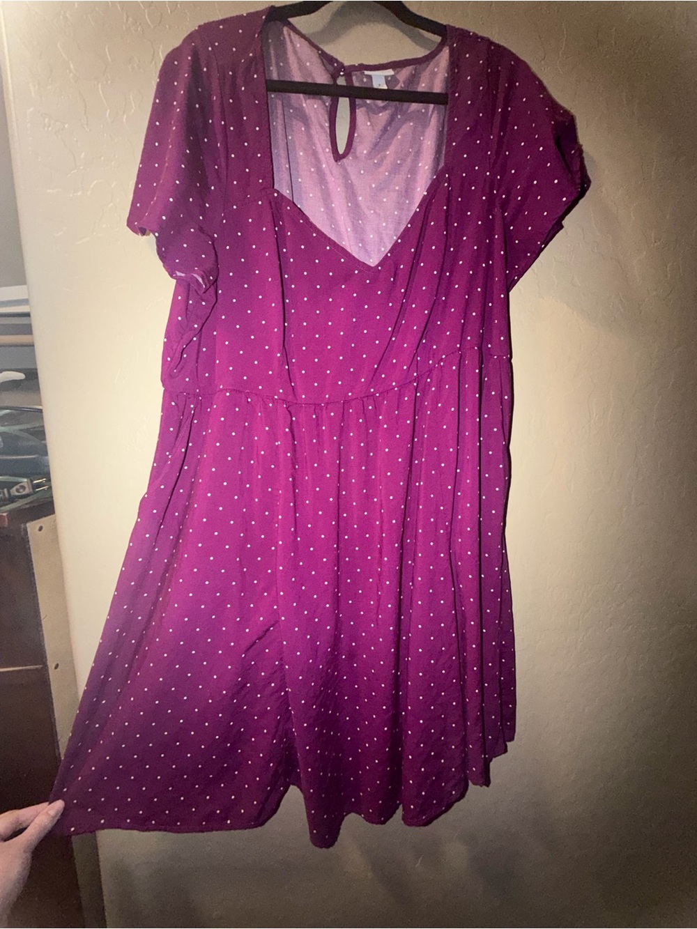 torrid Plum Polka Dot Short Sleeve Swing Dress